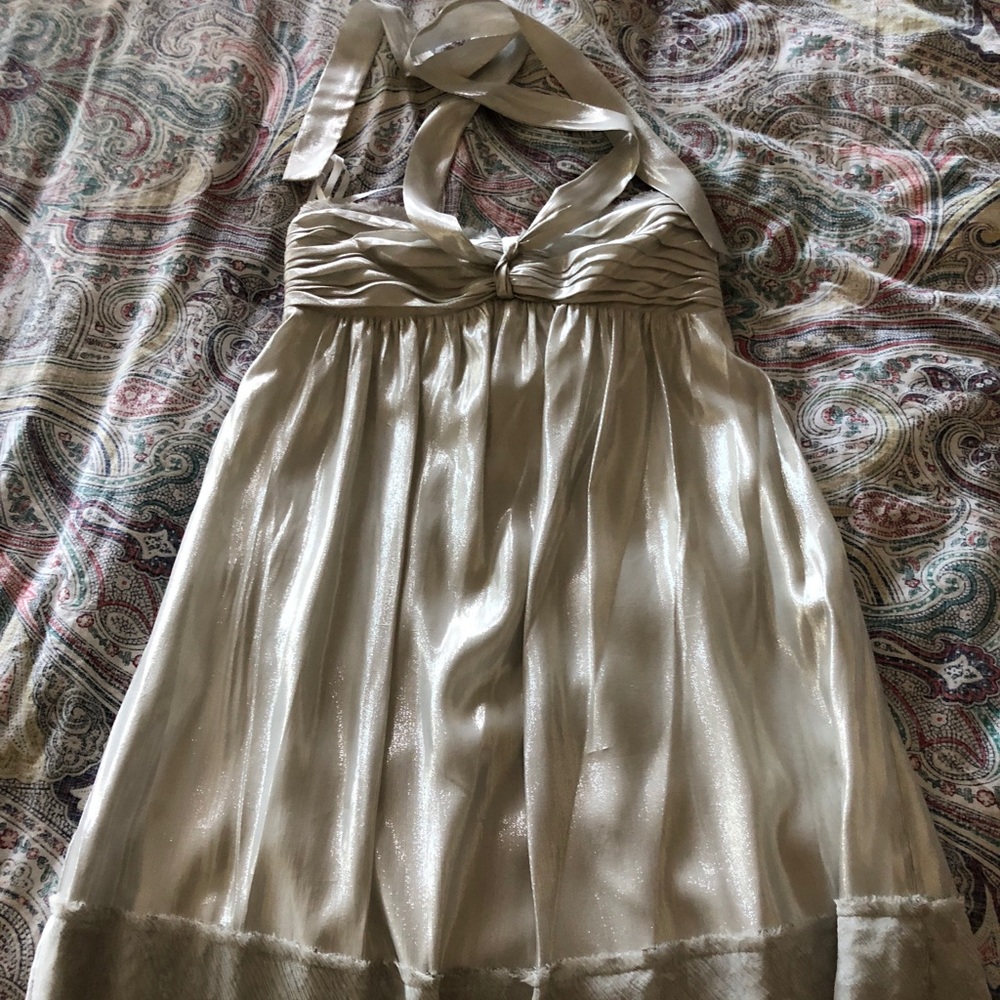 🍦BCBG HALTER-tie Silver Mini